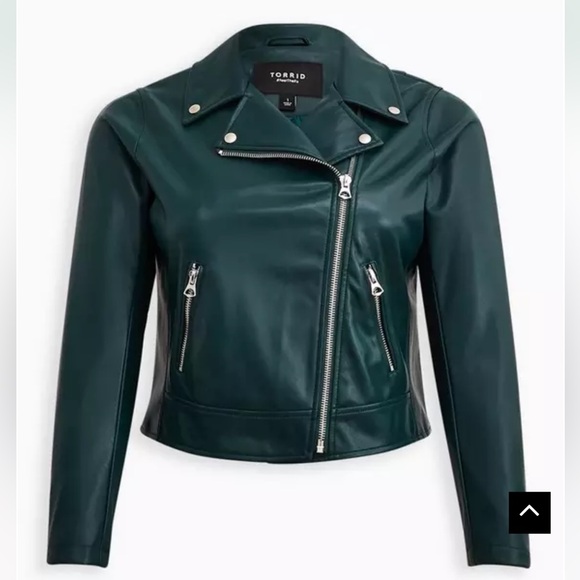Torrid Women's Green Faux Leather Moto Jacket - Picture 4 of 12